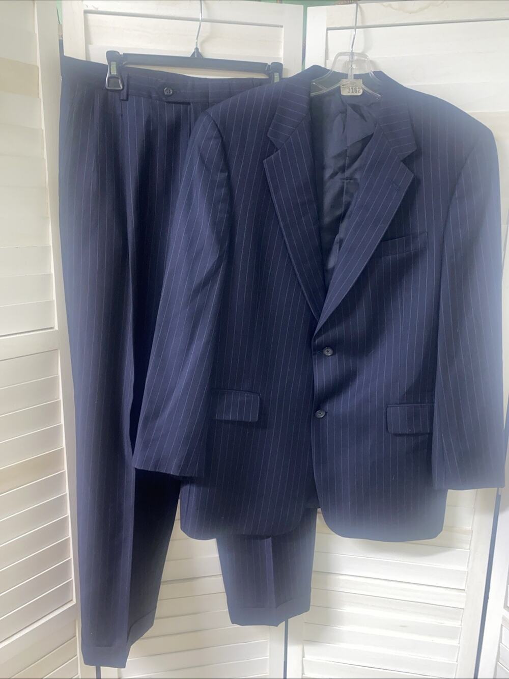 Hart Schaffner & Marx Gold Trumpeter Wool Men’s Pinstripe Suit 35x30 42R USA